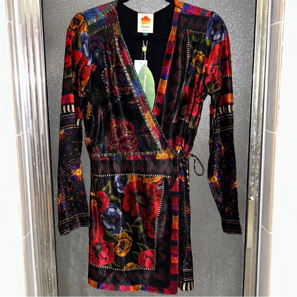 Farm Rio Black Mixed Scarves Mini Dress - Picture 5 of 14